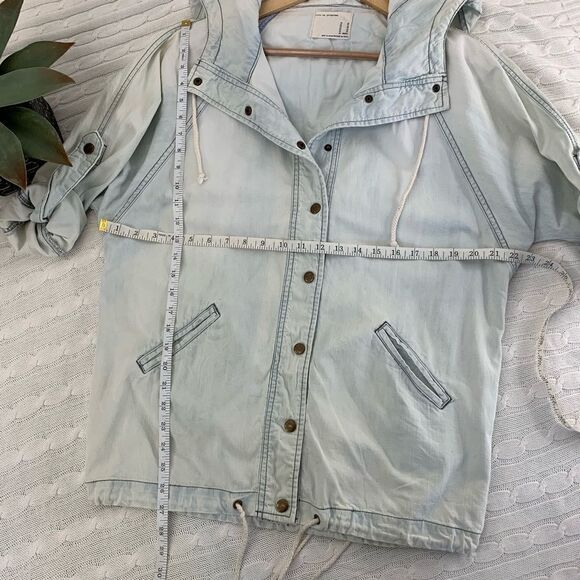 Life in Progress acid wash light denim chambray anorak jacket size xsmall - Picture 3 of 5
